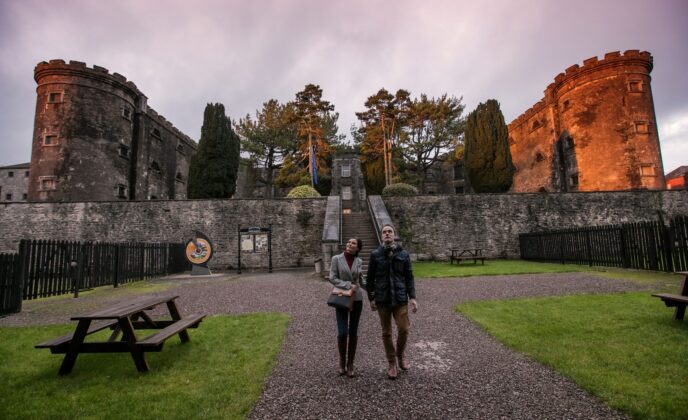 Autumn scenein cork, couple staying at the Metrpopole visiting Cork Gaol