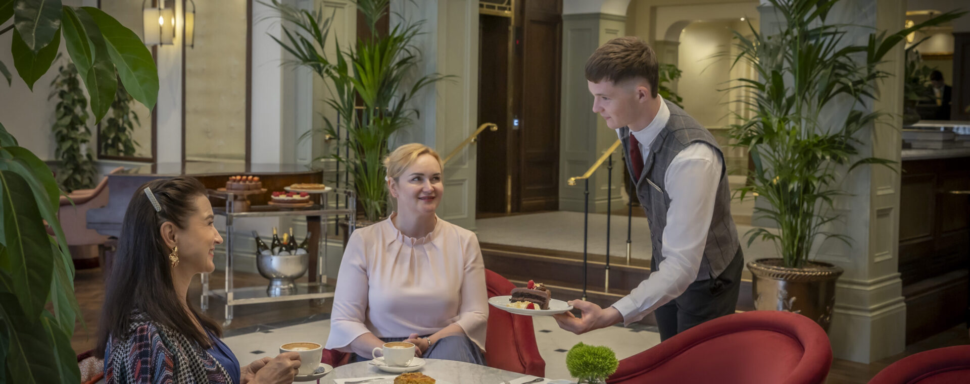 Ladies dining in the Lobby at The Metropole Hotel cork City