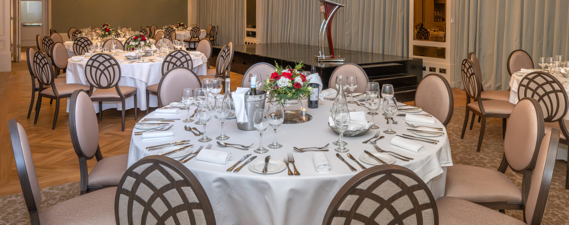 Awards Dinner set up in the Ballroom at the Metropole Hotel