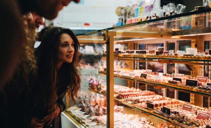 Couple at the English Market in Cork city Staying at The Metropole Hotel