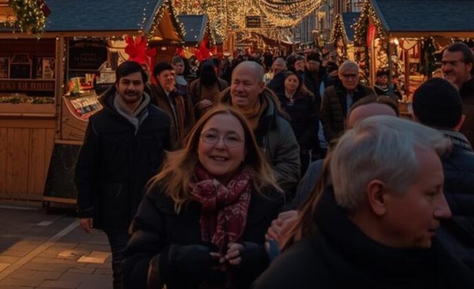Cork Christmas Market people shopping